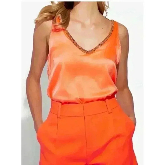 Generation Love Women's Dallas Chain Tank Papaya Career Cocktail Formal Sexy NWT - Picture 1 of 8